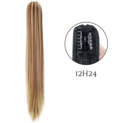 24-Inch Long Straight Claw Clip Ponytail - 24" / Straight / S-12H24 - Lyvelle