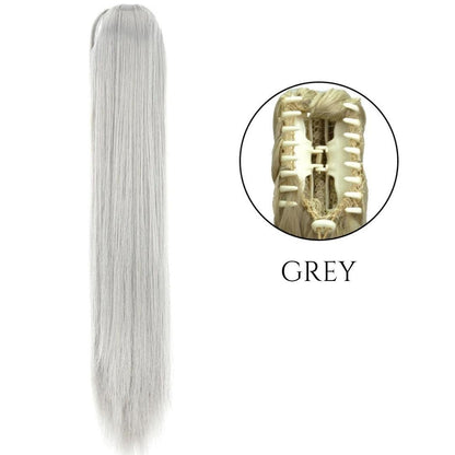 24-Inch Long Straight Claw Clip Ponytail - 24" / Straight / S-GREY - Lyvelle