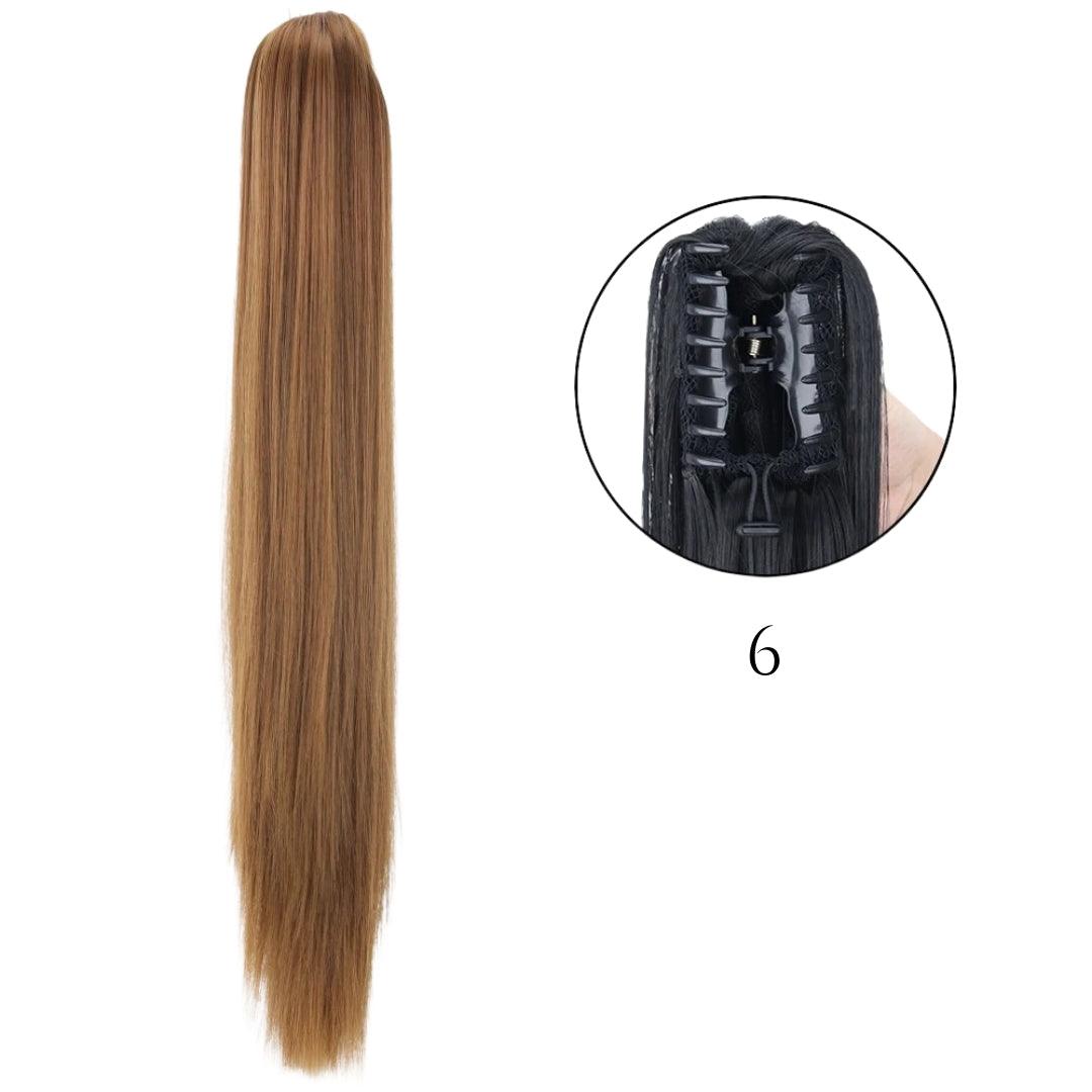 24-Inch Long Straight Claw Clip Ponytail - 24" / Straight / S-6 - Lyvelle