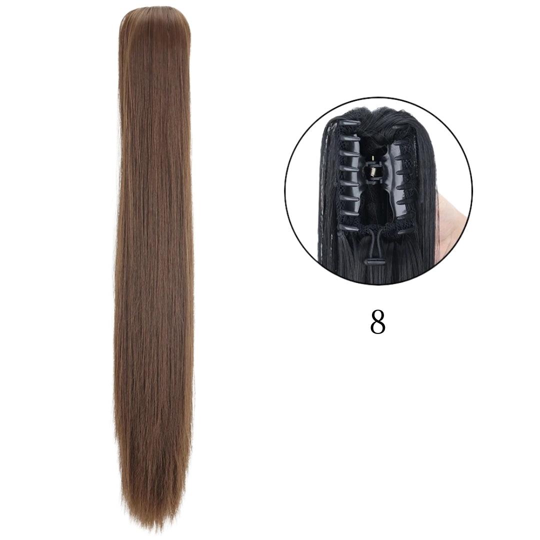 24-Inch Long Straight Claw Clip Ponytail - 24" / Straight / S-8 - Lyvelle