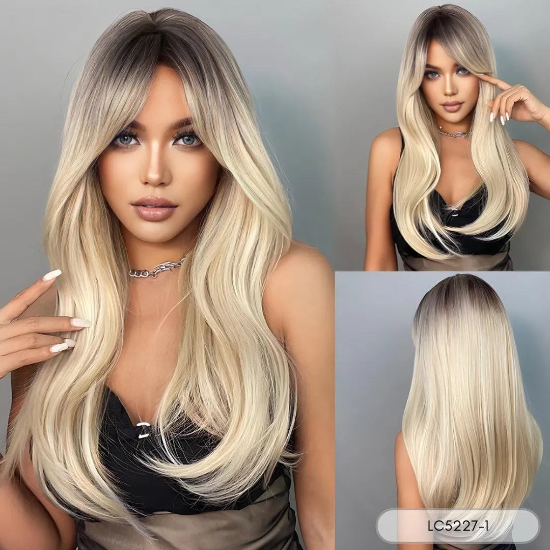 Long Straight Synthetic Wig with Bangs - Lyvelle