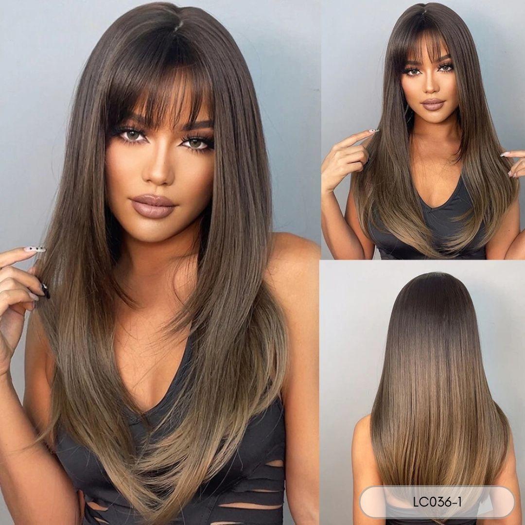 Long Straight Synthetic Wig with Bangs - Lyvelle