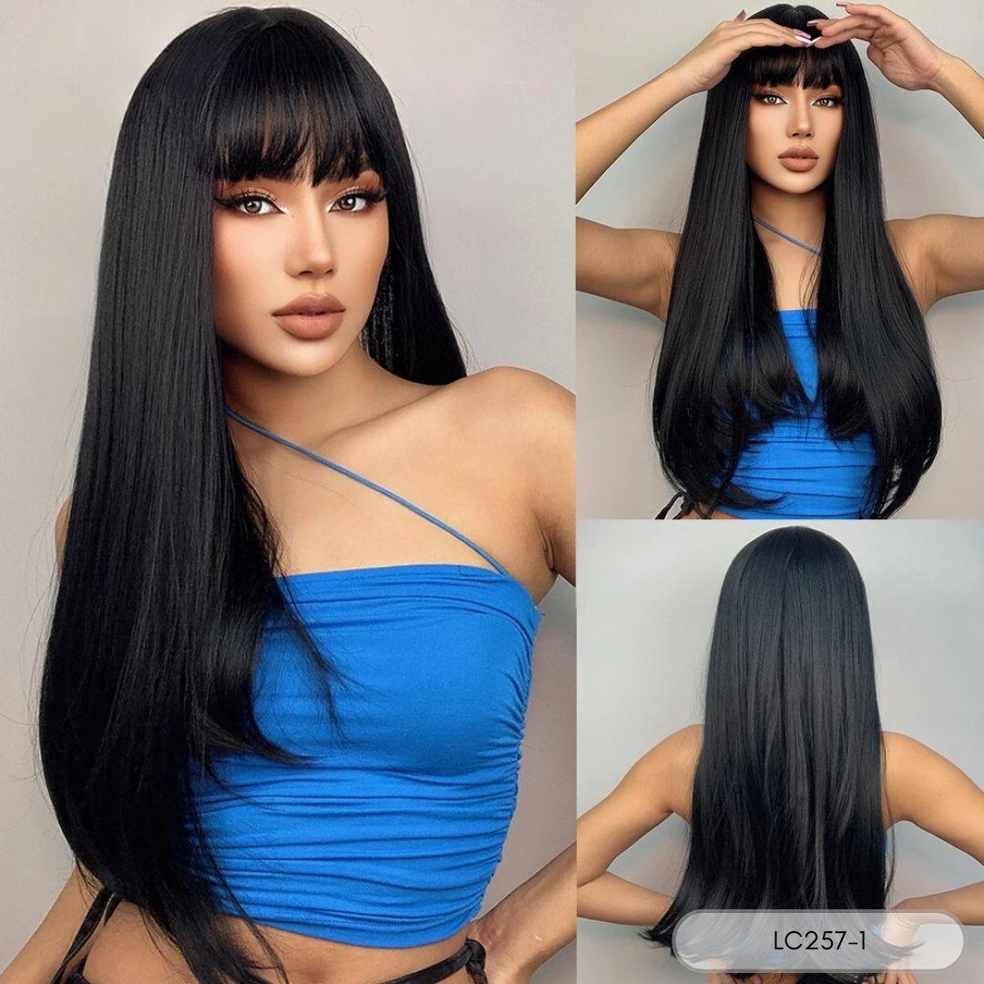 Long Straight Synthetic Wig with Bangs - Lyvelle