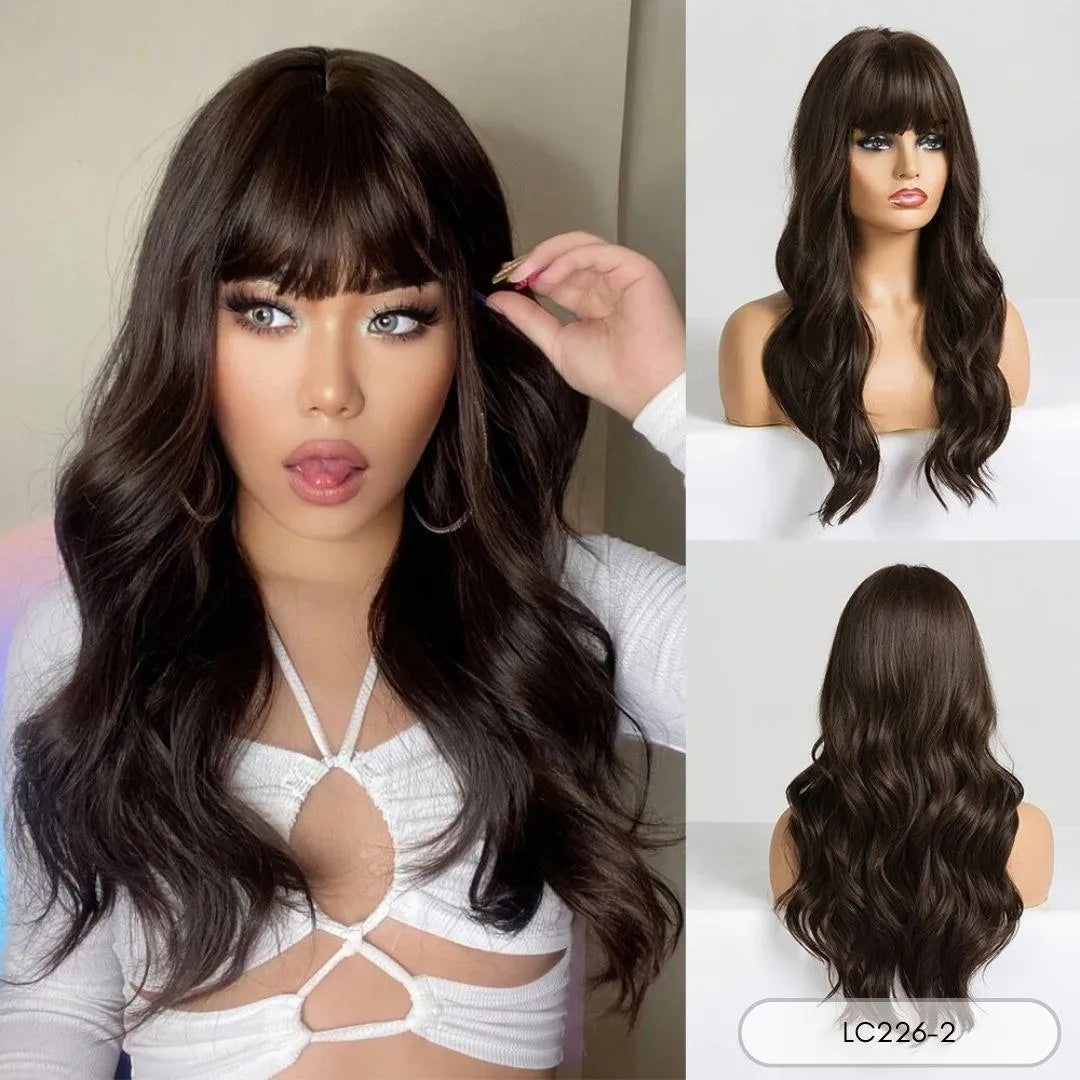 Long Straight Synthetic Wig with Bangs - Lyvelle