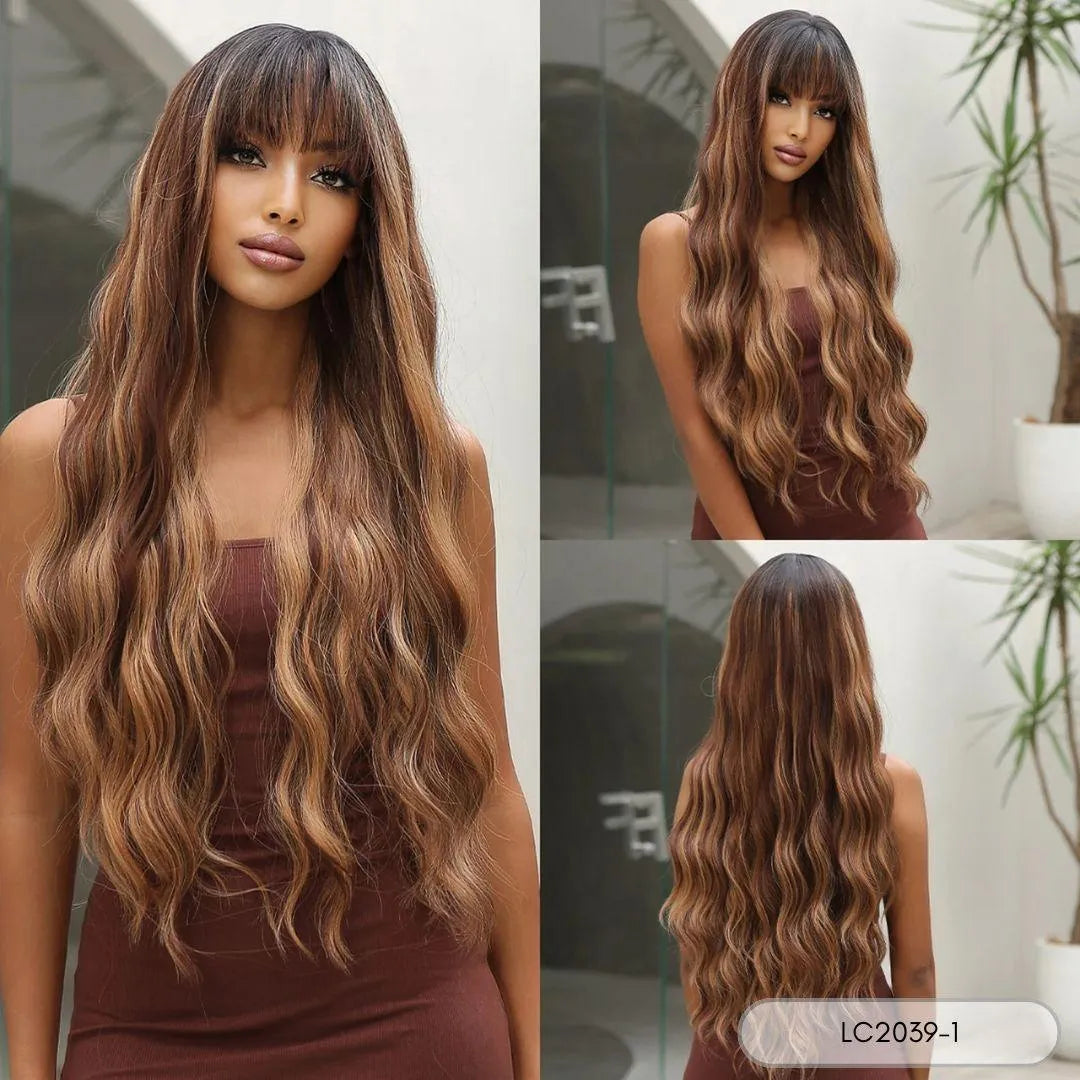 Long Straight Synthetic Wig with Bangs - Lyvelle