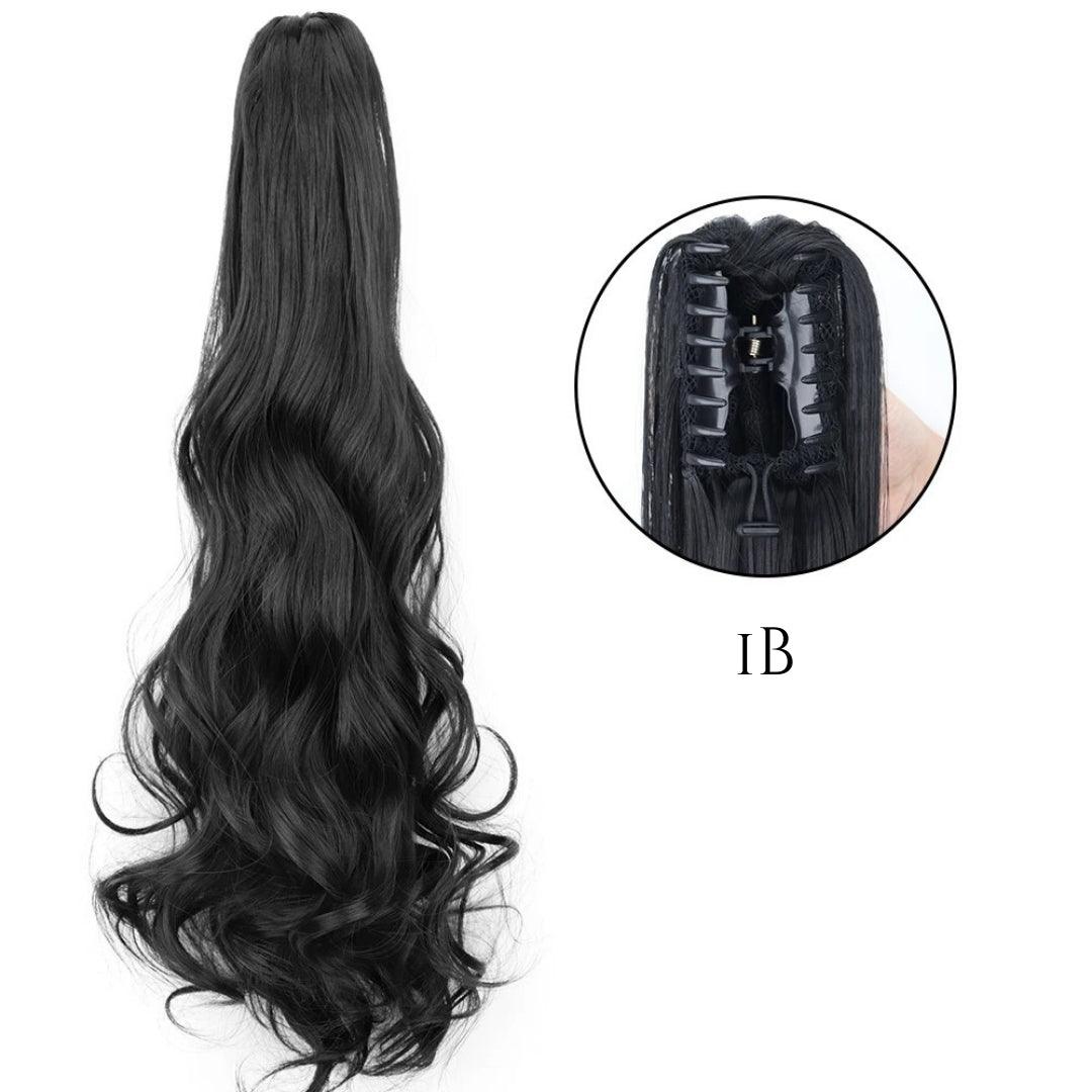 24-Inch Long Natural Wavy Claw Clip Ponytail - 24" / Natural Wavy / W-1B - Lyvelle