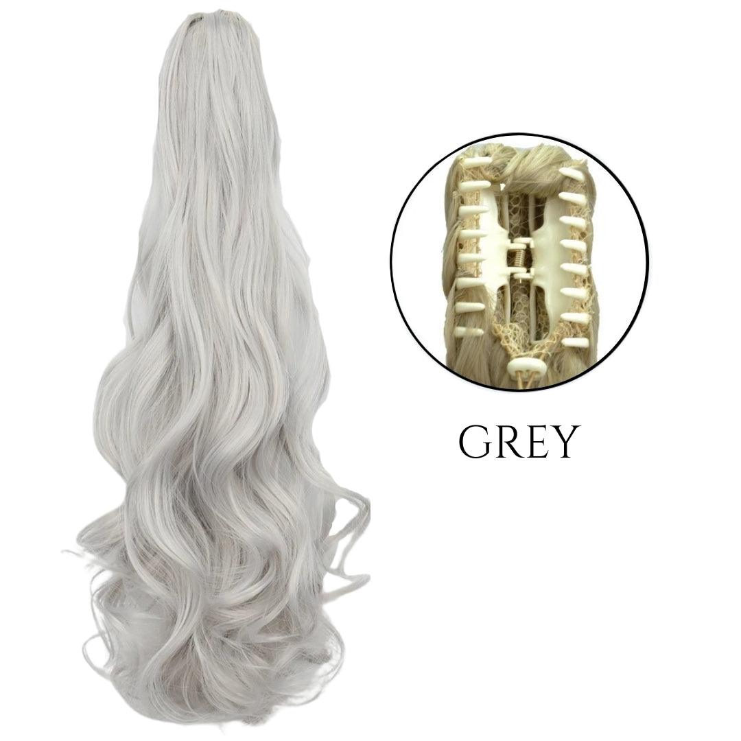 24-Inch Long Natural Wavy Claw Clip Ponytail - 24" / Natural Wavy / W-GREY - Lyvelle