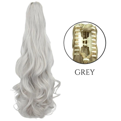 24-Inch Long Natural Wavy Claw Clip Ponytail - 24" / Natural Wavy / W-GREY - Lyvelle