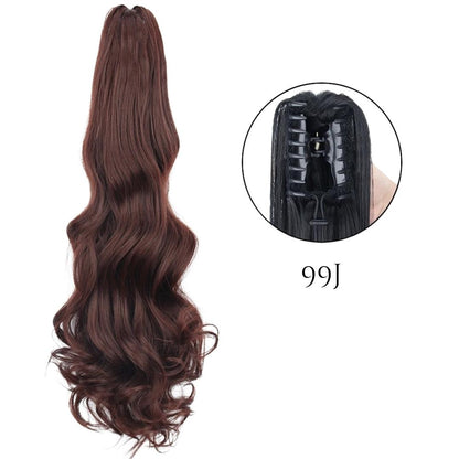 24-Inch Long Natural Wavy Claw Clip Ponytail - 24" / Natural Wavy / W-99J - Lyvelle