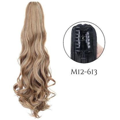 24-Inch Long Natural Wavy Claw Clip Ponytail - 24" / Natural Wavy / W-M12-613 - Lyvelle