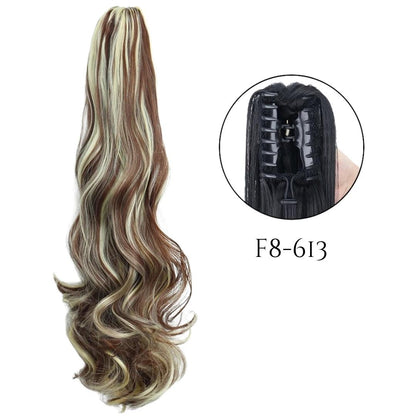 24-Inch Long Natural Wavy Claw Clip Ponytail - 24" / Natural Wavy / W-F8-613 - Lyvelle