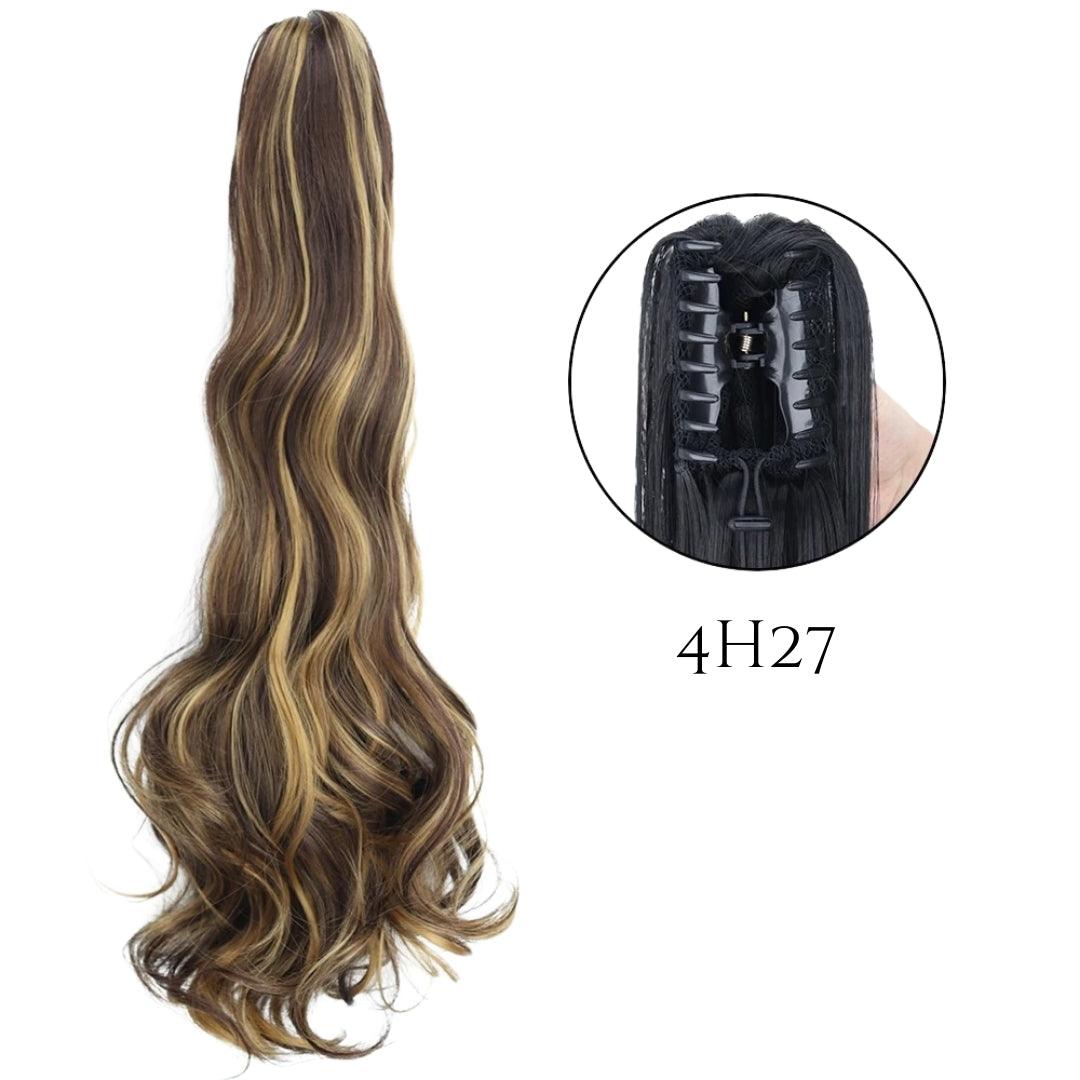 24-Inch Long Natural Wavy Claw Clip Ponytail - 24" / Natural Wavy / W-4H27 - Lyvelle