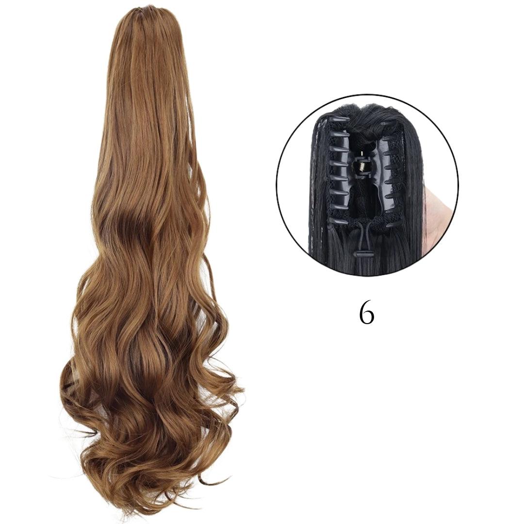 24-Inch Long Natural Wavy Claw Clip Ponytail - 24" / Natural Wavy / W-6 - Lyvelle