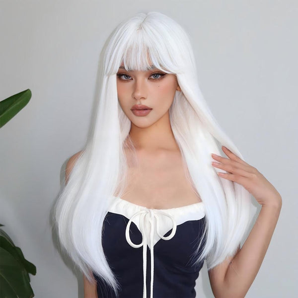 Long White Synthetic Wig - Lyvelle