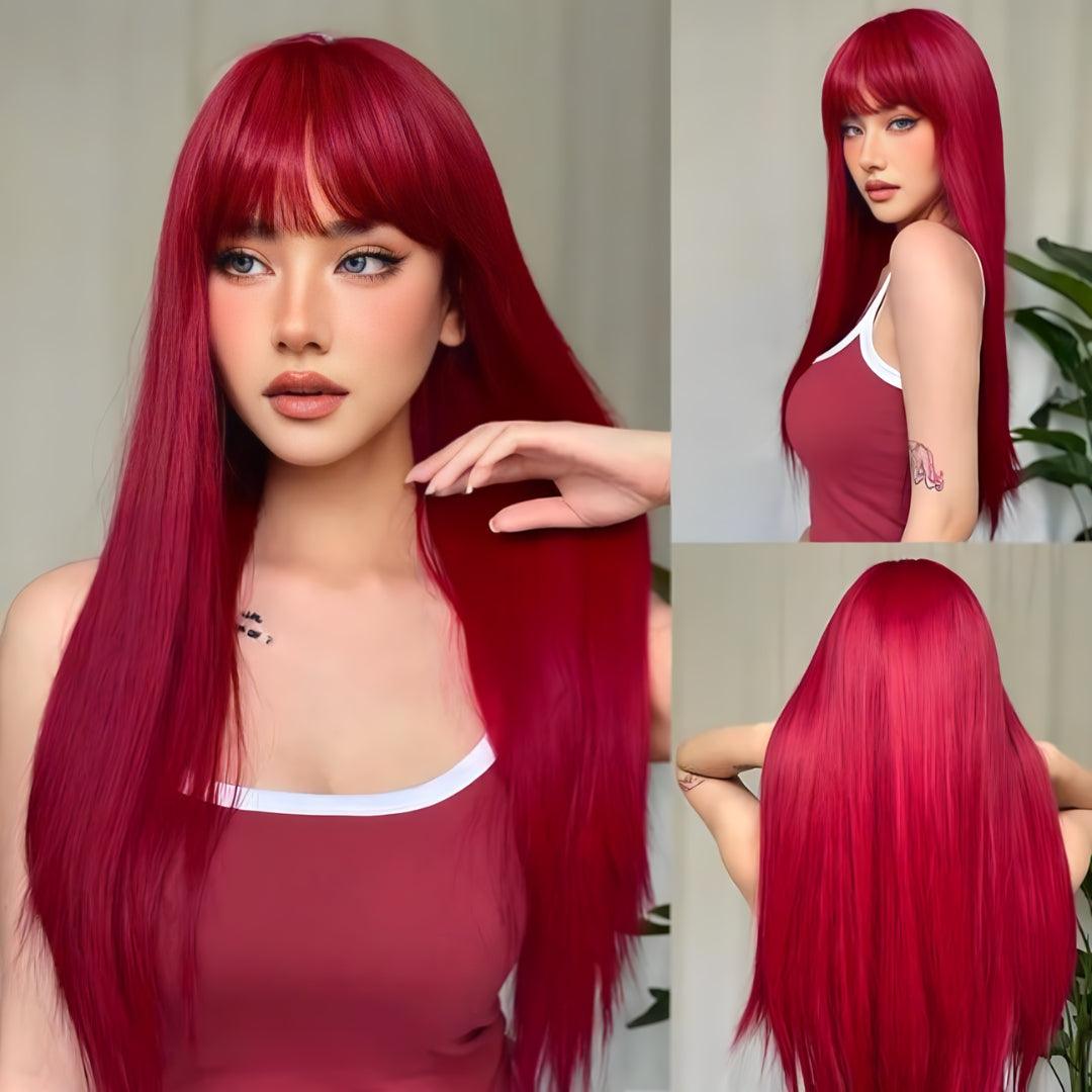 Long Wine Red Wig - Lyvelle