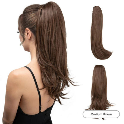 Long Silky Claw Clip Ponytail - 22" / Straight / Medium Brown - Lyvelle