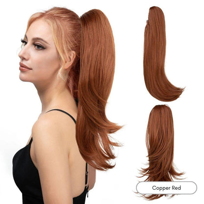 Long Silky Claw Clip Ponytail - 22" / Straight / Copper Red - Lyvelle