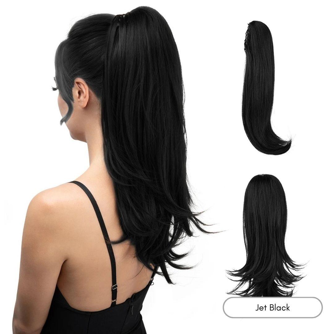 Long Silky Claw Clip Ponytail - 22" / Straight / Jet Black - Lyvelle