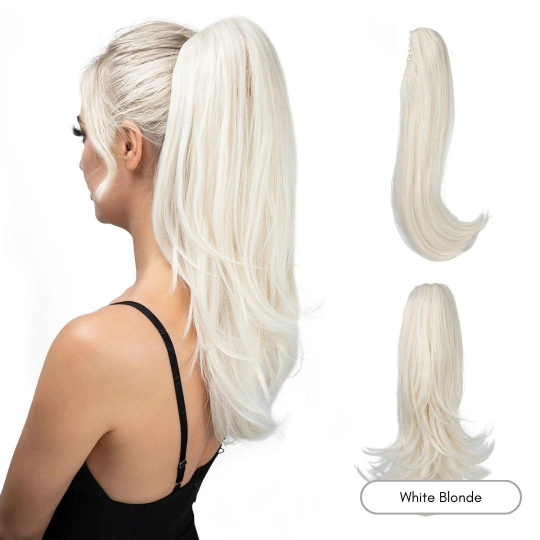 Long Silky Claw Clip Ponytail - 22" / Straight / White Blonde - Lyvelle