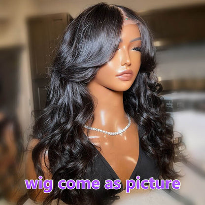 Glueless HD Lace Human Hair Wig with Loose Wave Curtain Bangs and Pre-Bleached Knots - 16 / 5x5 Lace / 150% - Lyvelle