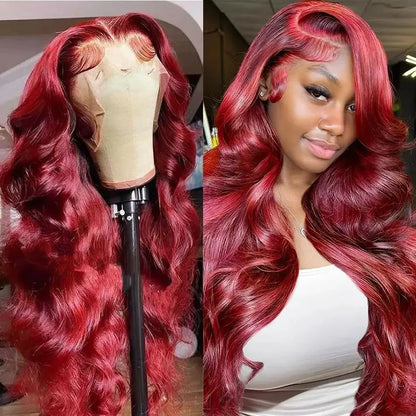 Burgundy Body Wave HD Lace Front Wig – 13x4 / 13x6 Glueless Human Hair - 18" / 13x4 HD Frontal Wig / Body Wave - Lyvelle