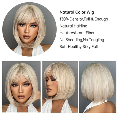 Short Bob Wig – Natural Look with Bangs - Straight / SS180-1 - Lyvelle