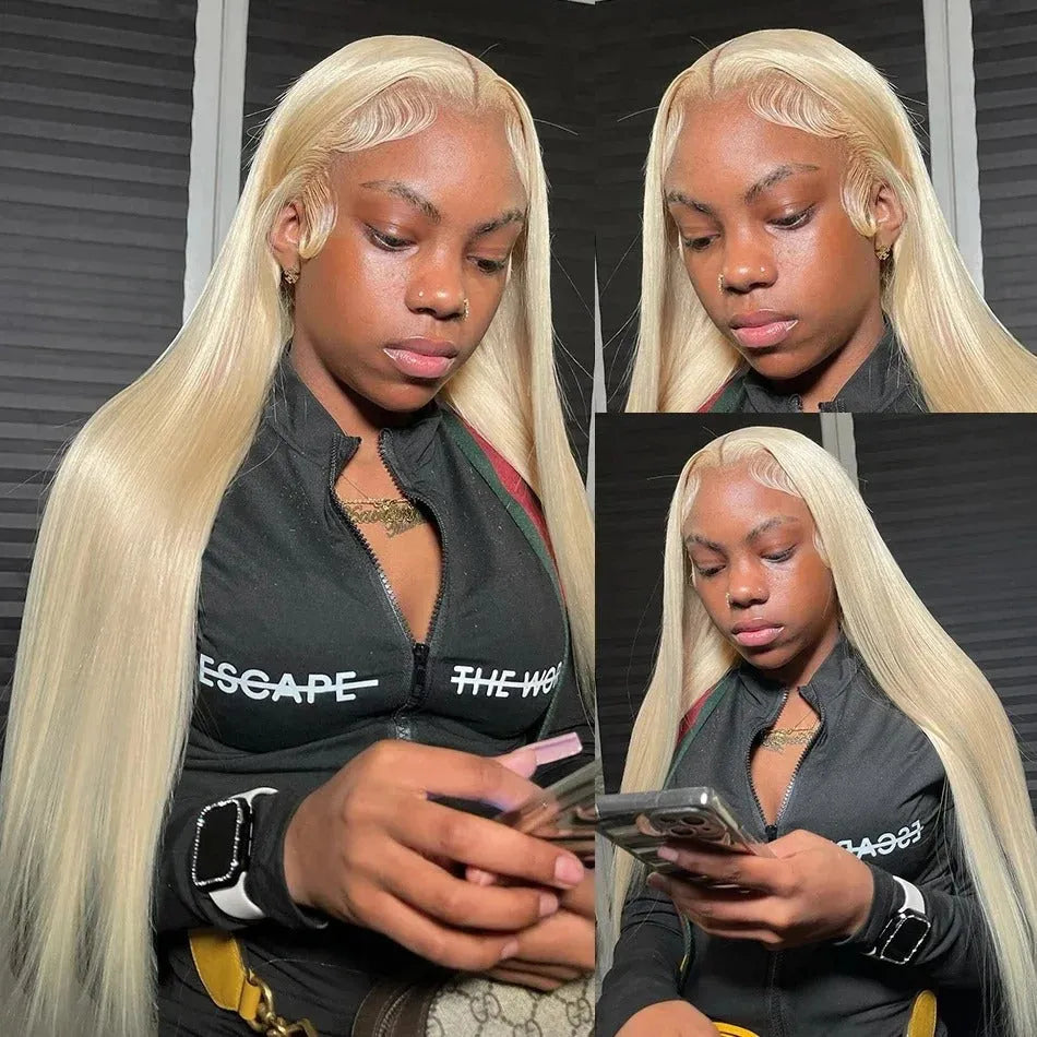 613 Blonde HD Lace Front Wig – 13x6, Brazilian Bone Straight Human Hair - 13x4 HD Frontal Wig / 8" - Lyvelle