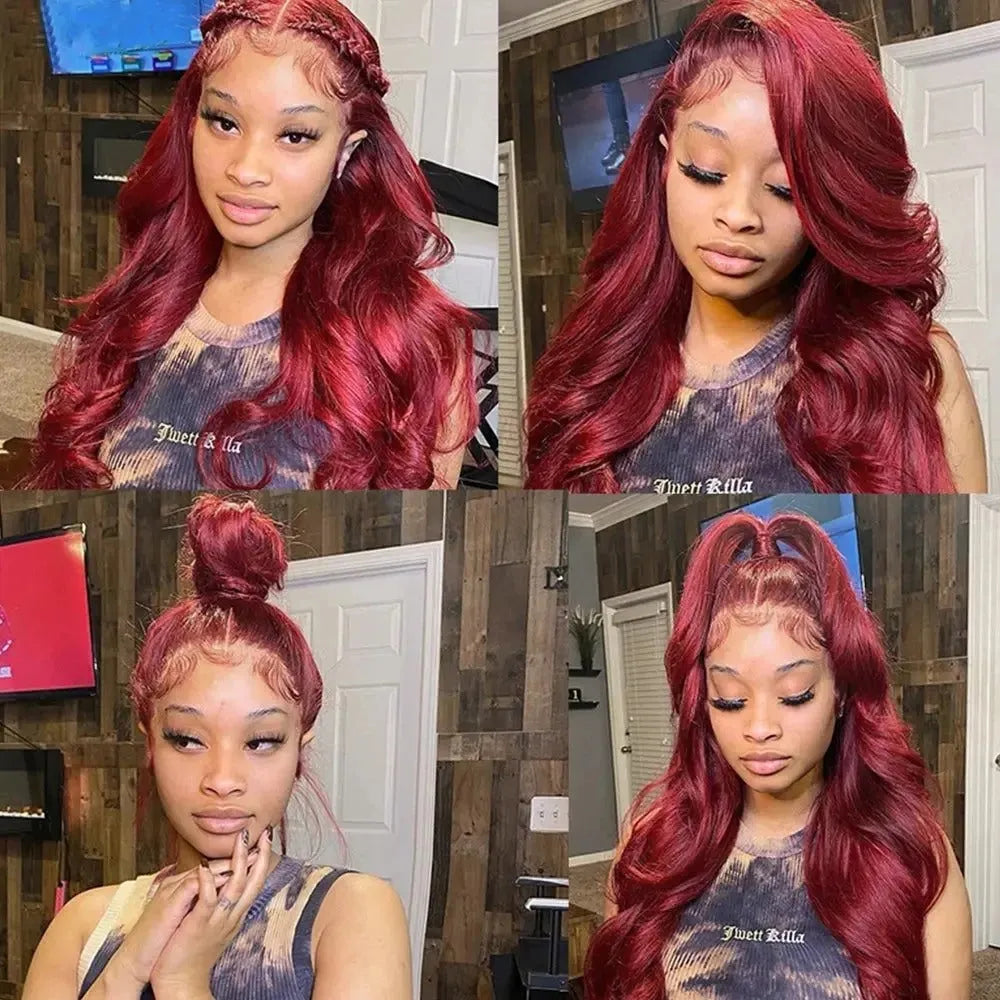 Burgundy Body Wave HD Lace Front Wig – 13x4 / 13x6 Glueless Human Hair - 18" / 13x4 HD Frontal Wig / Body Wave - Lyvelle