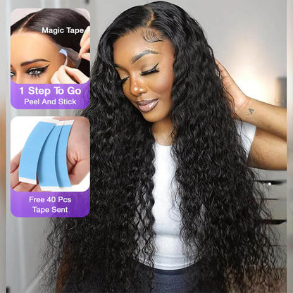 SKINLIKE HD Lace Frontal Water Wave Wig - 13x6 Pre-Cut Glueless Full Frontal with Bleached Small Knots - 12 / 13x4 Lace Ready Go / 150% - Lyvelle