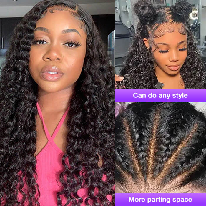 SKINLIKE HD Lace Frontal Water Wave Wig - 13x6 Pre-Cut Glueless Full Frontal with Bleached Small Knots - 12 / 13x4 Lace Ready Go / 150% - Lyvelle