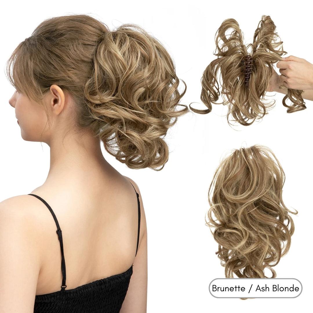 QuickClip Claw Clip Ponytail Extension - Natural Wavy / Ash Blonde with Platinum Highlights - Lyvelle