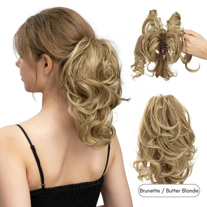 QuickClip Claw Clip Ponytail Extension - Natural Wavy / Brunette / Butter Blonde - Lyvelle