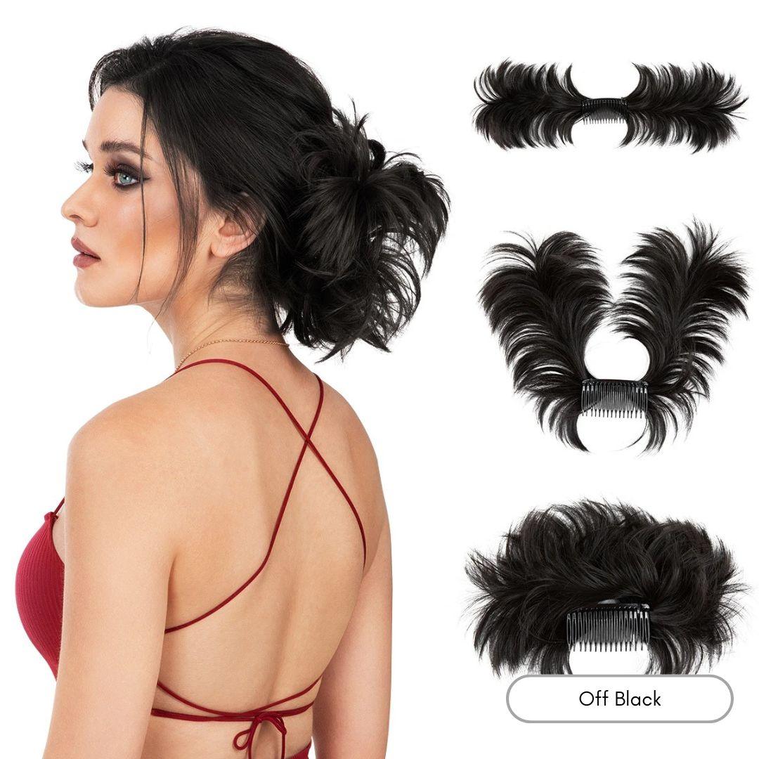 EasyClip Curly Hair Bun – Synthetic Clip-In Updo - Off Black - Lyvelle