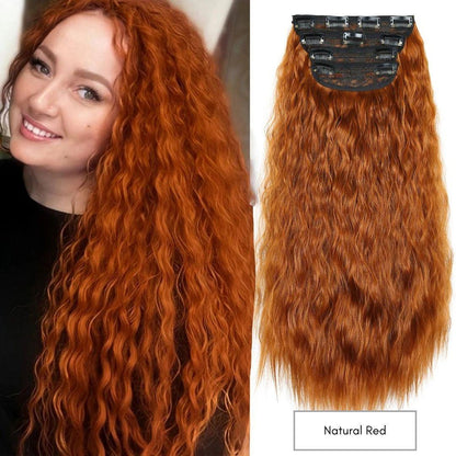 Curly Royal Luxe Clip-In Hair Extensions - 20" / Curly / Natural Red - Lyvelle