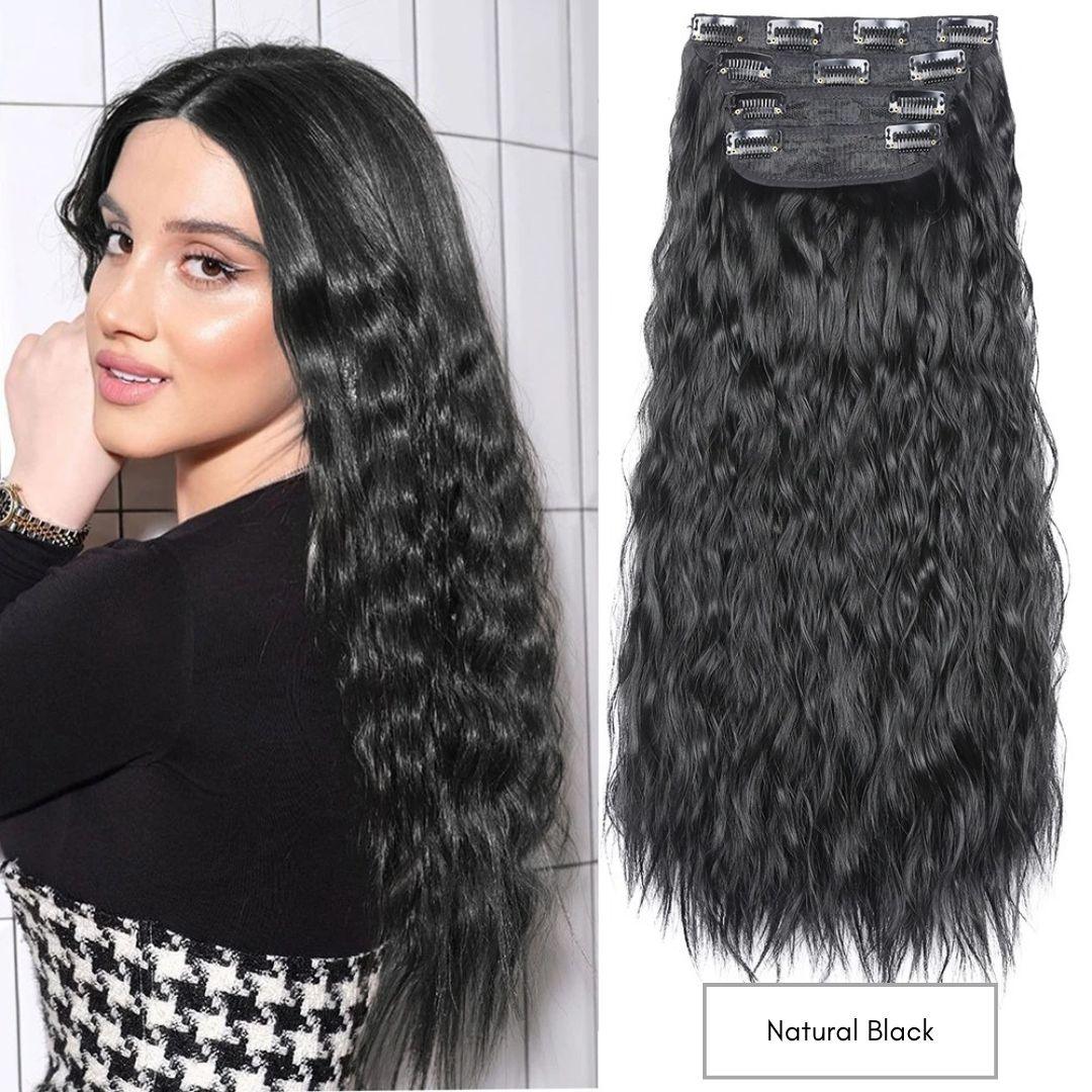 Curly Royal Luxe Clip-In Hair Extensions - 20" / Curly / Natural Black - Lyvelle