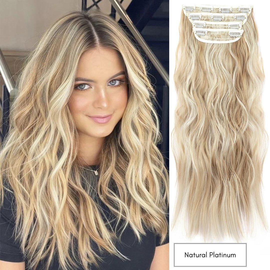 Curly Royal Luxe Clip-In Hair Extensions - 20" / Curly / Natural Platinum - Lyvelle