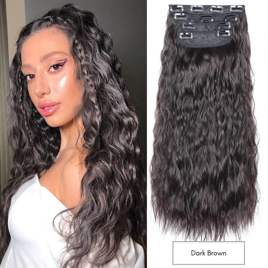 Curly Royal Luxe Clip-In Hair Extensions - 20" / Curly / Dark Brown - Lyvelle