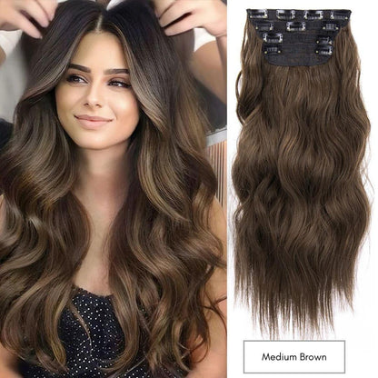 Curly Royal Luxe Clip-In Hair Extensions - 20" / Curly / Medium Brown - Lyvelle