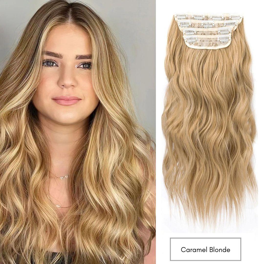 Curly Royal Luxe Clip-In Hair Extensions - 20" / Curly / Caramel Blonde - Lyvelle