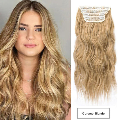 Curly Royal Luxe Clip-In Hair Extensions - 20" / Curly / Caramel Blonde - Lyvelle