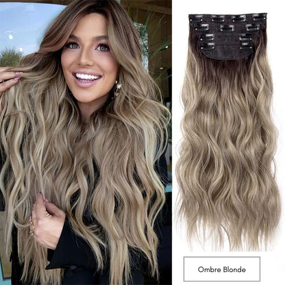 Curly Royal Luxe Clip-In Hair Extensions - 20" / Curly / Ombre Blonde - Lyvelle