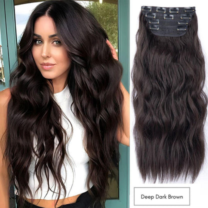 Curly Royal Luxe Clip-In Hair Extensions - 20" / Curly / Deep Dark Brown - Lyvelle