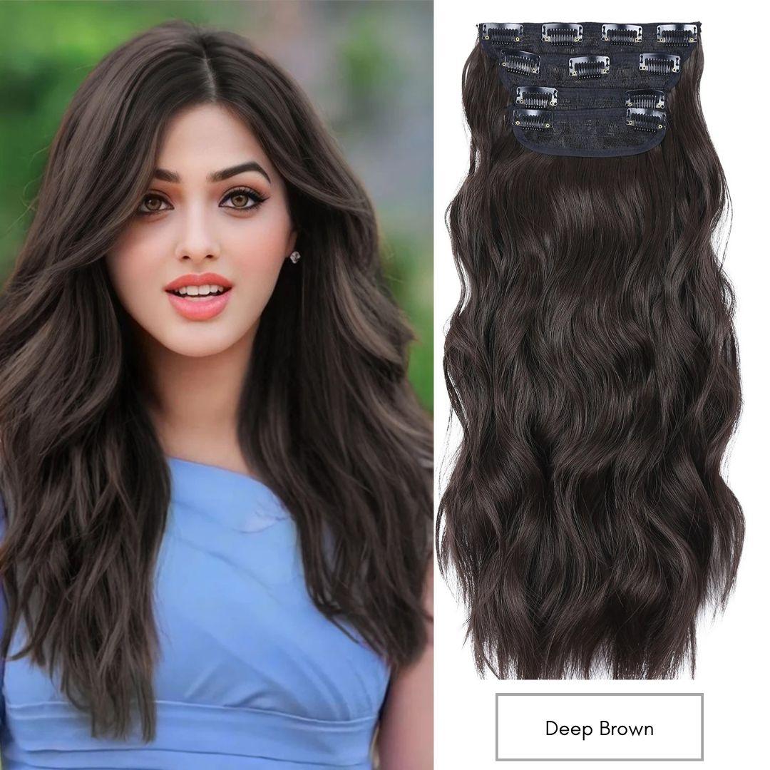 Curly Royal Luxe Clip-In Hair Extensions - 20" / Curly / Deep Brown - Lyvelle