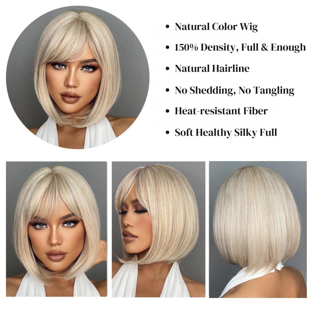 Short Bob Wig with Bangs - Lyvelle