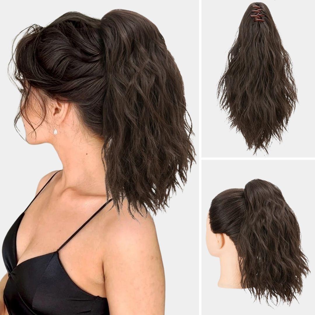 Short Curly Claw Clip Ponytail – 10-Inch Synthetic - 10" / Curly / Dark Brown - Lyvelle