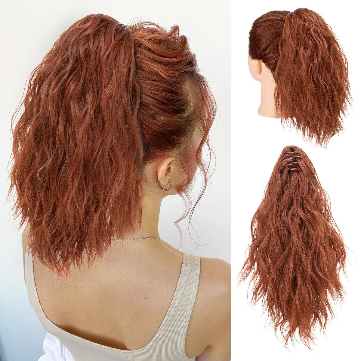 Short Curly Claw Clip Ponytail – 10-Inch Synthetic - 10" / Curly / Reddish Brown - Lyvelle