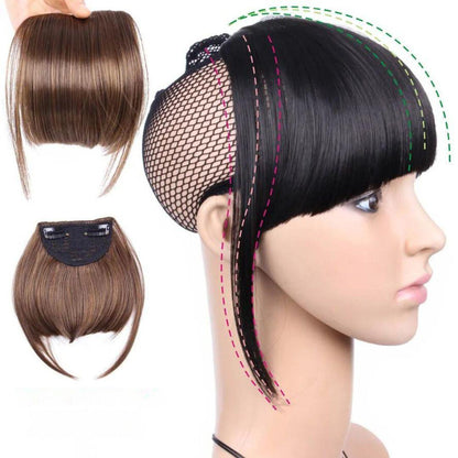 Clip-In Synthetic Bangs – Sleek Fringe - 6" / Straight / Blonde with Light Brown Highlights - Lyvelle