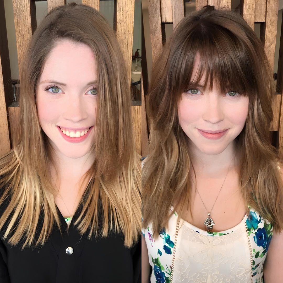 Clip-In Synthetic Bangs – Sleek Fringe - 6" / Straight / Blonde with Light Brown Highlights - Lyvelle