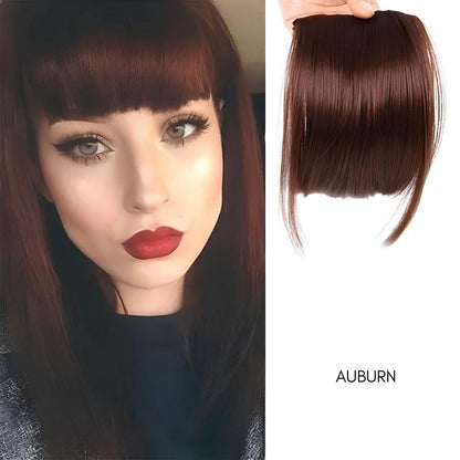 Clip-In Synthetic Bangs – Sleek Fringe - 6" / Straight / Auburn - Lyvelle