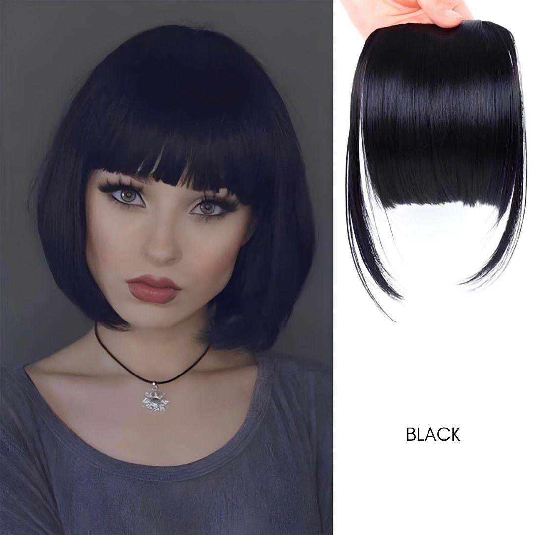 Clip-In Synthetic Bangs – Sleek Fringe - 6" / Straight / Black - Lyvelle